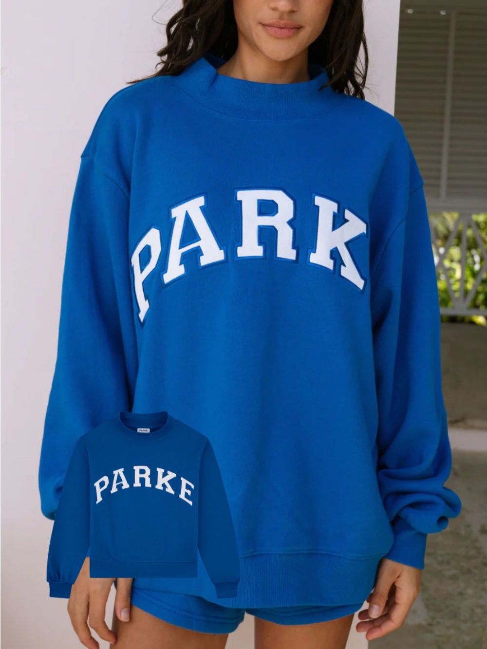 PARKE HARBOR Blue OVERSIZED MOCKNECK SIZE S/M SUMMERLAND